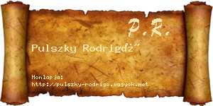 Pulszky Rodrigó névjegykártya